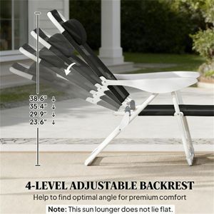 Sedia a Sdraio Pieghevole Nera per Esterni, Cortile e Prendisole - Product Image 3
