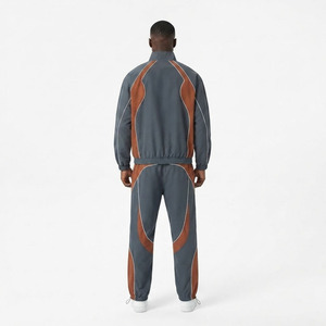 Ensemble de survêtement personnalisé pour homme avec logo, veste zippée et pantalon de jogging, vêtements de sport en gros - Product Image 4