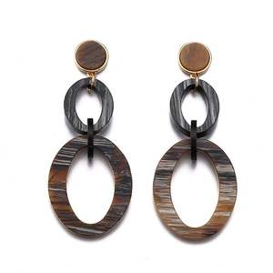 Pendientes Étnicos Hechos a Mano con Cuerno de Búfalo, Cristal Natural, Accesorios de Moda, Joyería Moderna - Product Image 1