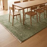 Tapis de luxe vert sauge noué à la main en laine, motif floral classique, poils plats, durable, décoratif pour salon et chambre à coucher