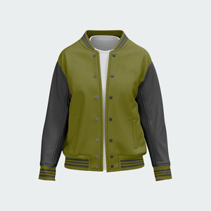 Veste universitaire pour homme, couleur verte et noire, boutonnée, décontractée, pour l'automne, en laine tricotée, polyester, coton, col rabattu - Product Image 4