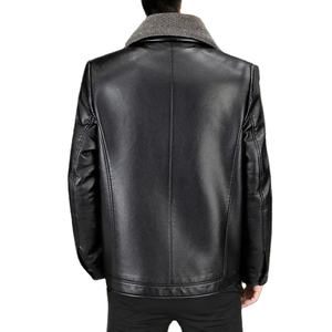 Veste en cuir pour homme avec doublure en polaire épaisse, veste de loisirs professionnelle, haut chaud, automne hiver, noir brun - Product Image 4