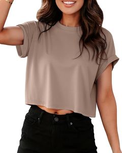 Blusa Casual de Punto para Mujer, Manga Corta, Cuello Redondo, Color Sólido, Tela Suave, Uso Diario, Corte Regular - Product Image 5