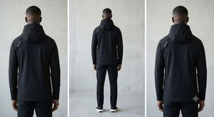 OEM Men's Performance Hooded Jacket and Pants <b>Set</b> Recycled Nylon Elastane Water Repellent Stretch Woven Tracksuit - Product Image 5