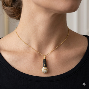 จี้ไมโครโฟนทองคำแท้ 10K ประดับเพชรโมอิสซาไนต์ สร้อยคอแบบสั่งทำได้ สไตล์ฮิปฮอป สตรีทมิวสิค คาราโอเกะ เครื่องประดับแฟชั่นสำหรับทุกเพศ รูปทรงเรขาคณิต ทันสมัย - Product Image 2