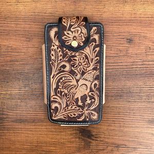 OEM el Tooled telefon kılıfı kemer döngü klip telefon çantası yürüyüş tırmanma spor bel çantası hakiki deri cep telefonu kılıfı - Product Image 3