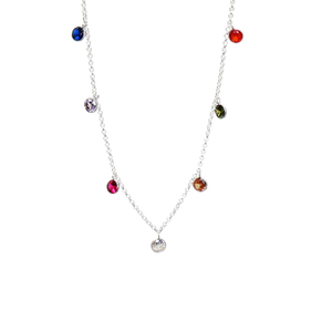 Collier classique en argent 925 avec pierres précieuses arc-en-ciel, bijoux colorés pour femmes, idéal pour anniversaire, mariage et usage quotidien, vente en gros - Product Image 2