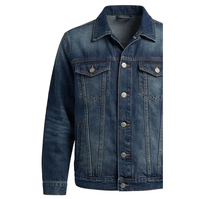 Veste en jean classique pour homme, couleur unie, coton lavé, col rabattu, fermeture boutonnée, veste en jean décontractée pour l'automne