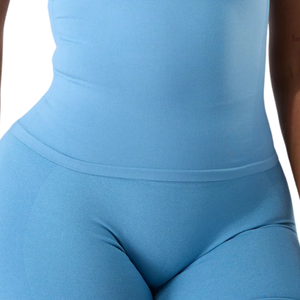 เสื้อกล้ามแบบผูกคอไร้ตะเข็บสำหรับผู้หญิง สีฟ้าโคสตัล บอดี้สูทออกกำลังกาย ยืดหยุ่นได้ดี กระชับรูปร่าง เหมาะสำหรับโยคะ ฟิตเนส และการฝึกซ้อม - Product Image 6