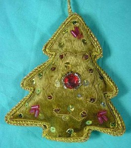 Adornos Navideños Colgantes de Diseño de Lujo, Hechos a Mano, con Forma de Árbol, Color Verde, Bordado Zari, Decoración Festiva con Cuentas - Product Image 5