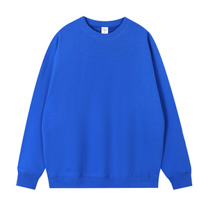 Sudadera de punto oversize con cuello redondo, azul liso, unisex, casual, de manga larga, teñido liso, corte regular - Product Image 1