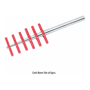 Ensemble de 6 forets à bouchons en laiton chromé avec poignée en plastique pour bouchons en liège et en caoutchouc - Product Image 1