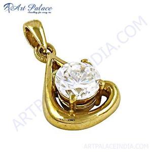 Charming <b>Silver</b> Pendant with Gold Plated Cubic Zirconia Fine Pendants & <b>Charms</b> - Product Image 1