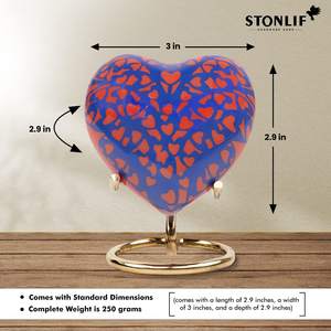 Urnes funéraires pour adultes en laiton/aluminium, finition antique colorée avec motif cœur, pour cendres funéraires. - Product Image 3