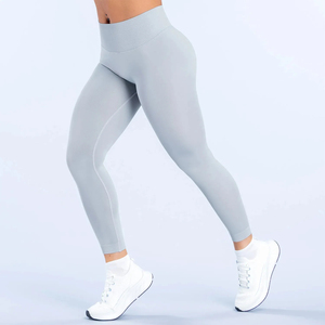 High Waist Solid Pink Yoga <b>Leggings</b> Full Length Seamless Four-Way Stretch Elastic Waist Quick Dry Spandex Women's - Product Image 6