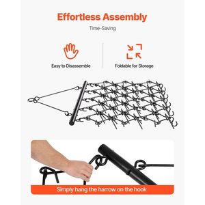จอบลากดินขนาด 5 x 4.5 ฟุต ทนทาน พร้อมฟันคม 60 ซี่ อุปกรณ์เสริมสำหรับรถ ATV/UTV/รถแทรกเตอร์ สำหรับเตรียมดิน เครื่องจักรกลการเกษตร - Product Image 5
