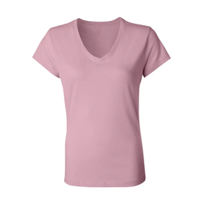 Camiseta de Mujer con Cuello en V y Mangas Abullonadas, 100% Algodón, Color Sólido, Casual, Transpirable, Corte Holgado, Tejido de Punto Jersey, para Todas las Temporadas - Product Image 1