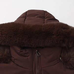 High Quality Women <b>Puffer</b> <b>Cropped</b> <b>Jacket</b> With Fur Trim Hood Zipper Closure Short Winter Coat Full Sleeve Thick Warm Outerwear - Product Image 4