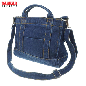 Sac fourre-tout en jean grande capacité personnalisé, sac à main et pochette simples et solides pour le shopping à bas prix - Product Image 2