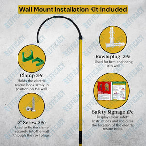 Gancho de Rescate Eléctrico de Fibra de Vidrio Aislante de Alto Voltaje de 11 kV, 7 Pies de Largo, con Tablero de Señalización y Kit de Instalación - Product Image 4