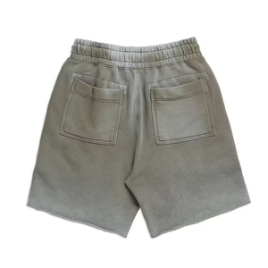 Pantalones Cortos Deportivos Unisex con Efecto Desgastado y Cordones Largos, Personalizados, 100% Algodón, Bordes Crudos, Lavado Ácido, para Hombre - Product Image 2