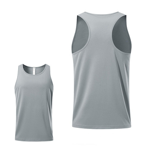 Men Solid Knitted Mesh O-Neck <b>Singlets</b> Quick Dry Breathable 100% Cotton <b>Running</b> Tank Tops Casual Stringers Embroidered Logo - Product Image 2