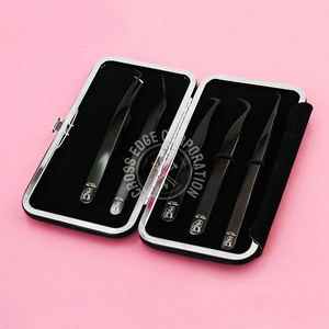 Luxury 90-Degree Lash Tweezer Custom Isolation Russian Volume Fans Non-Slip Private Label Eyelash Artist Tool - Product Image 1