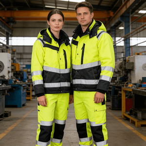 เสื้อแจ็คเก็ตทำงานนิรภัยสะท้อนแสงสีเหลืองคุณภาพสูง OEM 2026 กันน้ำ หลายกระเป๋า ผลิตจากไนลอน  แบบกำหนดเองได้ ชุดยูนิฟอร์มรักษาความปลอดภัยแบบมองเห็นได้ชัดเจน - Product Image 1