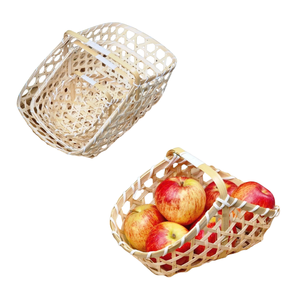 Panier-cadeau artisanal en paille de bambou, durable, élégant et naturel, emballage écologique - Product Image 1