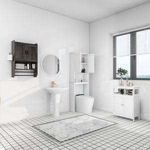 Armadietto da Bagno a Parete con Ripiani Regolabili e Ante, Mobile per Toilette e Medicinali, Arredamento Bagno - Product Image 3