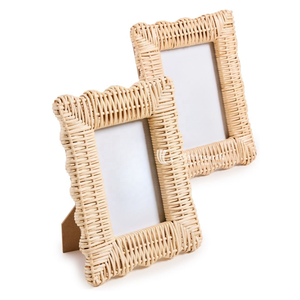 Marco de Fotos Ecológico de Ratán y Mimbre, Diseño Natural y de Colores para Decoración del Hogar - Product Image 1