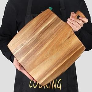 Planche à découper en bois d'acacia, épaisse, durable, compatible avec les couteaux, finition lisse, avec poignée robuste, idéale pour la découpe et l'utilisation quotidienne en cuisine - Product Image 3
