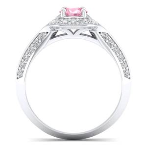 แหวนเพชรทรงกลม REYES Dainty ทองคำแท้ 14K ประดับพลอยมอร์แกไนต์ 0.5 กะรัต พร้อมวงแหวนล้อมเพชร ราคาขายส่ง เครื่องประดับมอสซาไนต์คุณภาพสูงสำหรับผู้หญิง - Product Image 4