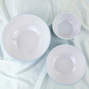 Juego de Tazones de Sopa de Melamina, 3 Piezas, Sólido, Lujoso, Pulido, Vajilla Moderna, Apto para Lavavajillas y Microondas, Platos Azules y Blancos para Fiestas - Product Image 1