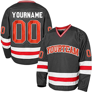 Camiseta de hockey personalizada, uniforme de equipo rojo y blanco, nombre y número personalizados, ropa deportiva por sublimación - Product Image 2