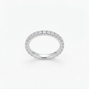 10K 14K 18K Solid Gold DEF Color VS VVS Clarity Round Lab Diamond Half Eternity <b>Proposal</b> <b>Ring</b> IGI Certified Stackable Love Band - Product Image 3