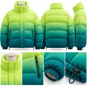Unisex Gradient Color Puffer Jacket Winter <b>Coat</b> <b>Stand</b> Collar Zip Up Outdoor Streetwear Custom Private Label OEM ODM - Product Image 3