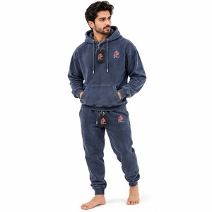 Survêtement décontracté léger imprimé sur mesure, effet délavé, en molleton vintage, pour homme, à capuche, 2 pièces, grande taille, en coton, réversible, pour l'été - Product Image 1