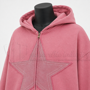 Sweat-shirt à capuche personnalisé avec fermeture éclair, style streetwear, coupe oversize, motif étoile, fabricant OEM ODM en gros - Product Image 6