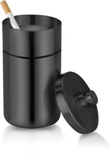 Cendrier de poche moderne en acier inoxydable coupe-vent avec couvercle - Cendrier portable inodore pour bureau, maison - Product Image 4