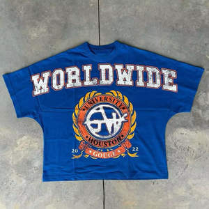 เสื้อยืดโอเวอร์ไซส์ทรงบ็อกซี่สำหรับผู้ชาย ผ้าคอตตอน 100% หนัก 300 GSM พิมพ์ลาย DTG คุณภาพสูง รับผลิตตามแบบ OEM - Product Image 1