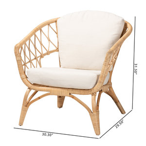 Handmade Natural Rattan Dining <b>Chair</b> Wicker Armchair With Open Back And Curved Frame <b>For</b> Living Room <b>Bedroom</b> Home Furniture - Product Image 4