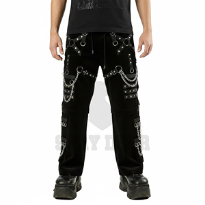 Pantalon cargo gothique à jambes larges, taille haute, mode alternative, pantalon décontracté - Product Image 5