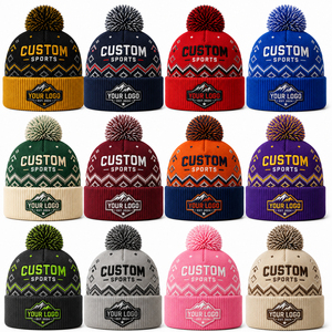 Fabricante de Gorros Deportivos Personalizados con Pompones |   Gorros de Invierno Tejidos OEM ODM |   Gorros Personalizados con Estampado de Goma en Relieve y Bordado 3D - Product Image 3