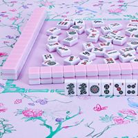 Jeu de Mahjong Artisanal Haut de Gamme en Mélamine Rose Style Américain, Transparent Effet Cristal, pour 4 Joueurs, Jeu de Table Personnalisable pour Divertissement