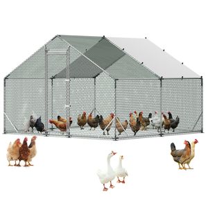 Gallinero Metálico Grande de 9.8x9.8x6.6 Pies con Corral Interior, Cubierta Impermeable, Estructura Resistente y Techo a Dos Aguas - Product Image 1