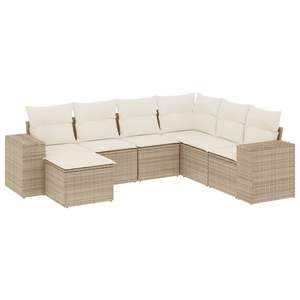 Grand ensemble de canapés de jardin en rotin PE beige avec structure en acier thermolaqué – Mobilier d'extérieur haut de gamme - Product Image 2