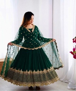 Vestido de Diseñador con Bordado Georgette y Lentejuelas, con Dupatta, para Fiestas, Precio al por Mayor, Prenda Étnica, Verde - Product Image 6