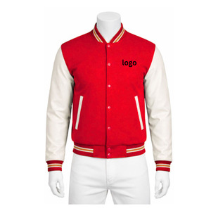 Men varsity <b>jacket</b> Shoulder Cotton breathable fabric long sleeve design stand collar button custom logo printing varsity <b>jacket</b> - Product Image 6