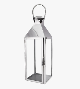Modern Polished Stainless Steel Candle <b>Lantern</b> Sleek Silver Glass <b>Hurricane</b> Holder for Luxury Home Decor and Event Styling - Product Image 1